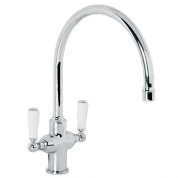 Lefroy Brooks Classic White Lever Kitchen Mono Mixer - Nickel product image - Image 1