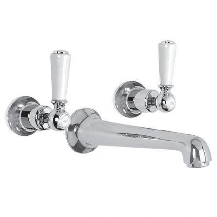 Lefroy Brooks Classic White Lever Conc 3h Basin Mixer - Nickel
