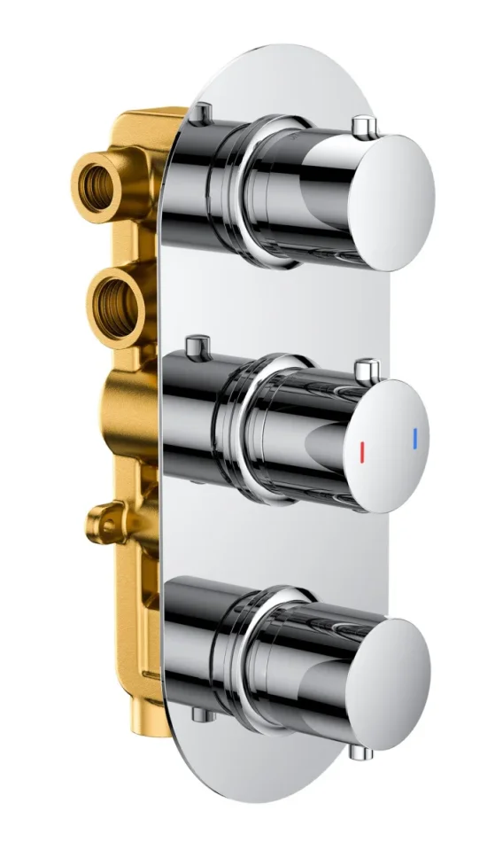 Bewl Triple Outlet - Three Controls - Concealed Thermostatic Valve - Chrome product image - Image 1
