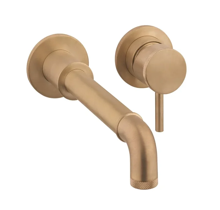 Crosswater MPRO Industrial 2 Hole Basin Set Brushed Brass Unlaquered detail view - Image 2