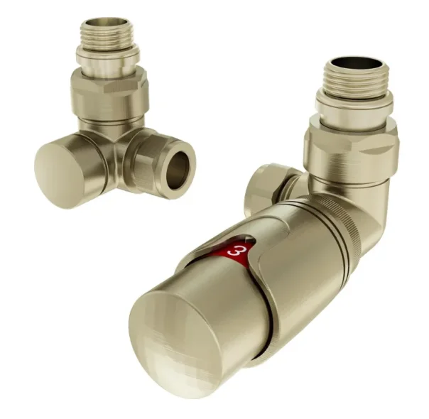 Eastbrook 15mm Corner Trv And Lockshield Valve Brushed Brass product image - Image 1