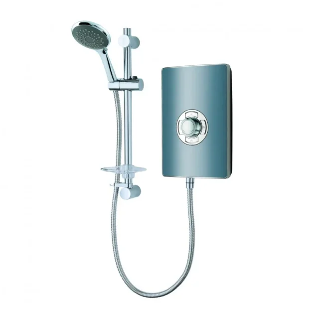 Vado Axces Elegance Electric Shower With Soft Press Illuminated Buttons 9.5kw Grey/chrome product image - Image 1