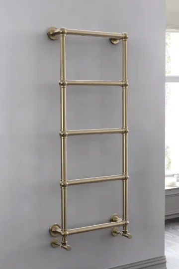 Vogue Ballerina Wall Hung Brushed Brass Finish Traditional Towel Rail - Mild Steel - 748 x 498mm product image - Image 1