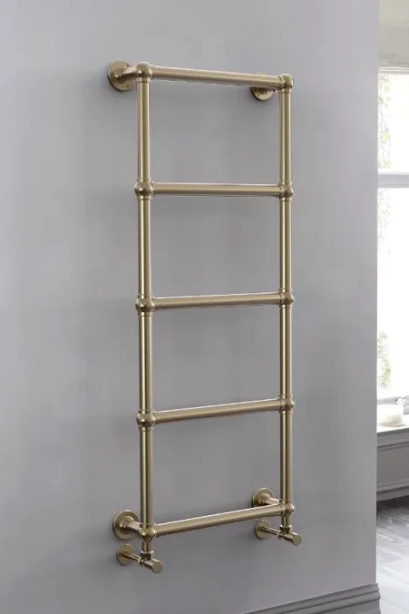 Vogue Ballerina Wall Hung Brushed Brass Finish Traditional Towel Rail - Mild Steel - 748 x 498mm