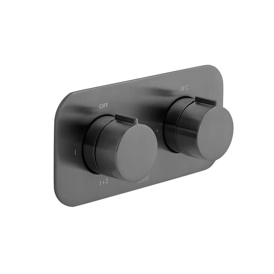 Vado Individual Tablet Altitude Horizontal Concealed 2 Outlet, 2 Handle Thermostatic Valve With All-flow Function Brushed Black product image - Image 1