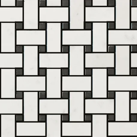European Tiles Pietra Statuarietto Fade Basket Weave Mosaic 30 X 30 Rectified Matte Tile