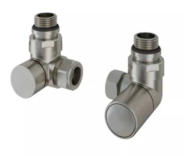 Corner Radiator Valves (pair) Brushed Nickel