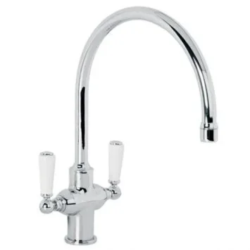 Lefroy Brooks Classic White Lever Kitchen Mono Mixer - Chrome