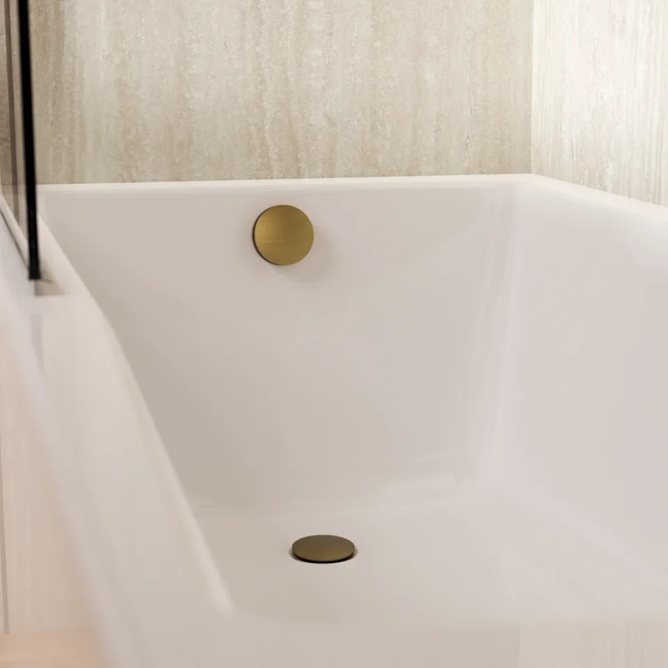 Crosswater MPRO Industrial Bath Click Waste Brushed Brass Unlaquered detail view - Image 4