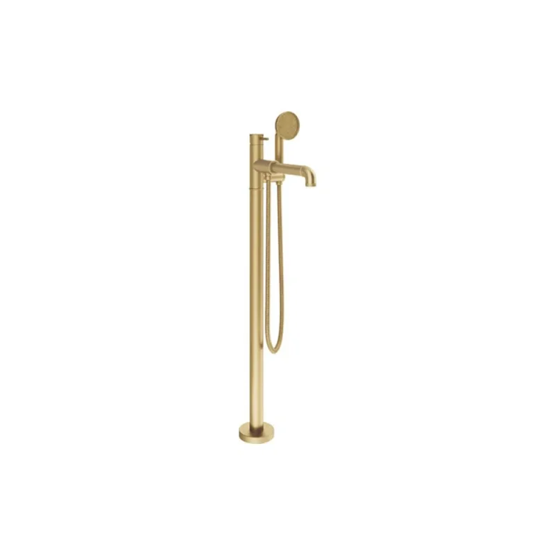 Crosswater MPRO Industrial Bath Shower Mixer Floor Standing Unlacquered Brushed Brass product image - Image 1