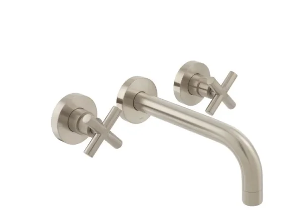 Vado Individual Elements 3 Hole Wall Mounted Basin Mixer With 200mm Spout Brushed Nickel product image - Image 1