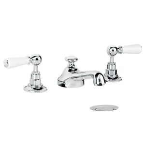 Lefroy Brooks Classic White Lever 3h Basin Mixer & Puw - Nickel