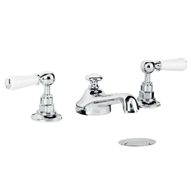 Lefroy Brooks Classic White Lever 3h Basin Mixer & Puw - Nickel product image - Image 1