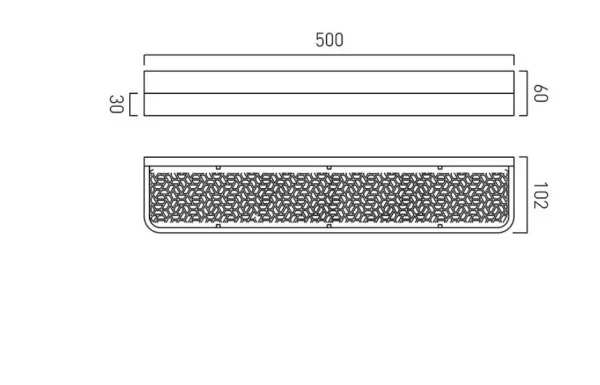 Vado Omika 500mm Shelf With Geometric Insert Chrome technical drawing - Image 2