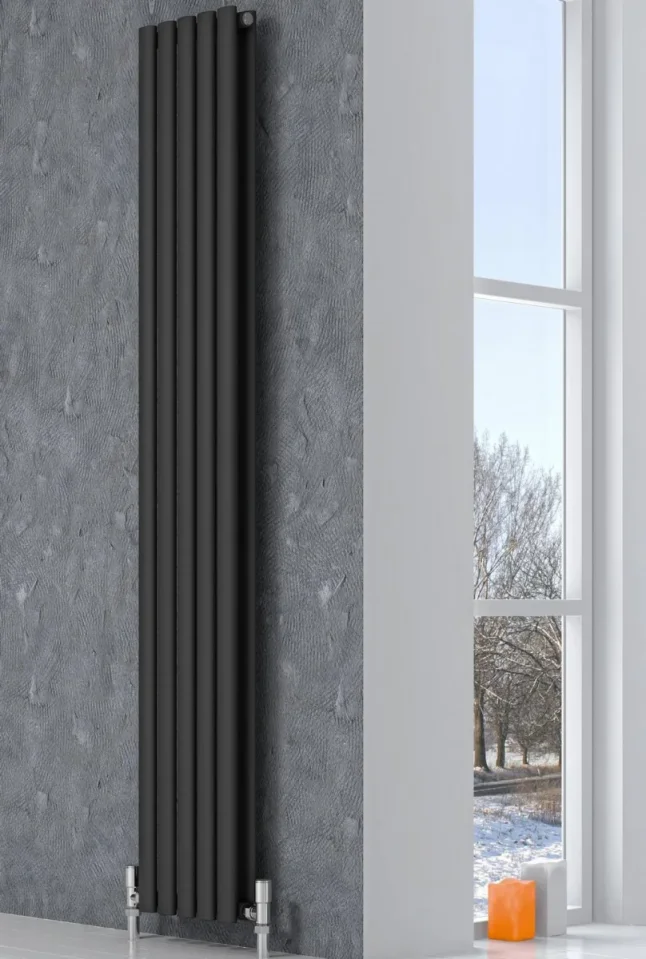 Reina Neva Designer Radiator - 1800 X 413 Single Anthracite detail view - Image 2