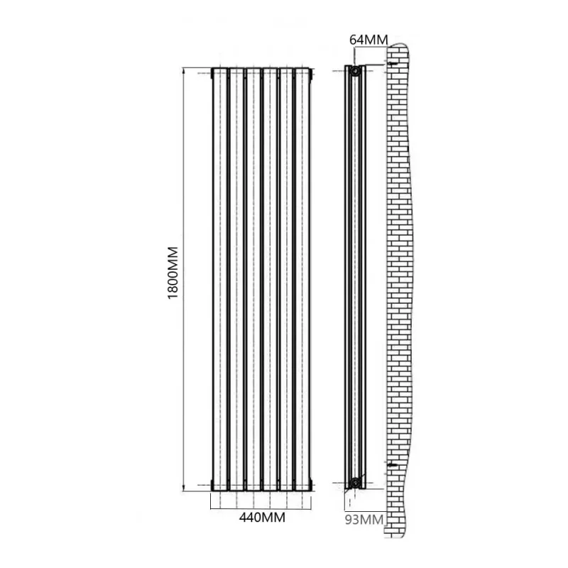 Reina Flat Vert Designer Radiator 1800 X 440 Double White detail view - Image 4