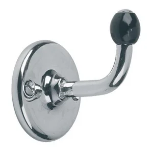 Lefroy Brooks Classic Single Robe Hook With Black Acorn - Nickel