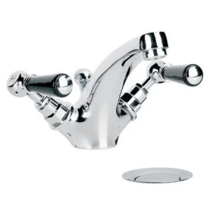 Lefroy Brooks Classic Black Lever Mono Basin Mixer With Puw - Nickel