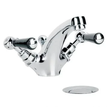 Lefroy Brooks Classic Black Lever Mono Basin Mixer With Puw - Nickel
