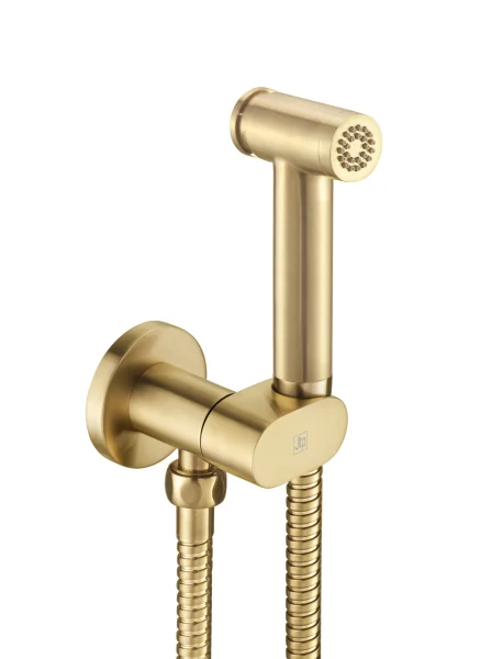 Douche set with safety stop brushed brass 