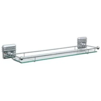 Lefroy Brooks Belle Aire Glass Shelf With Rail - Antique Gold