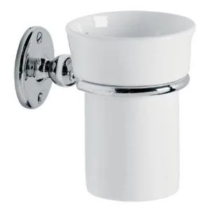 Lefroy Brooks Classic Edwardian China Mug & Holder - Nickel