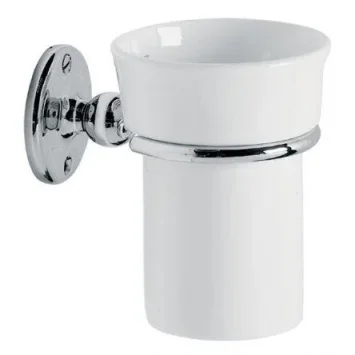 Lefroy Brooks Classic Edwardian China Mug & Holder - Nickel