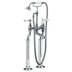Lefroy Brooks Classic White Lever Bsm With Standpipe Sleeves - Antique Gold