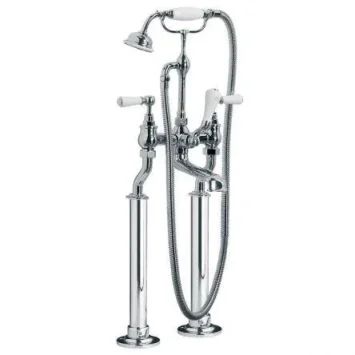 Lefroy Brooks Classic White Lever Bsm With Standpipe Sleeves - Antique Gold