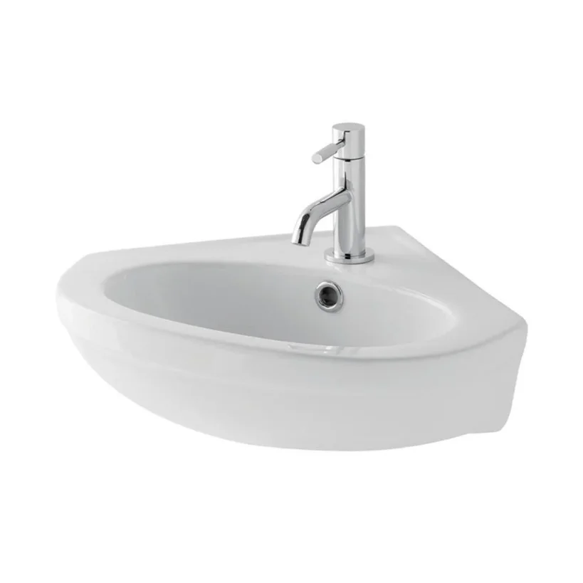 Eastbrook Dura Corner Basin 460mm 1th Inc Fixings White product image - Image 1