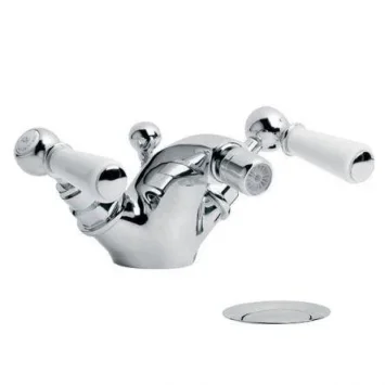 Lefroy Brooks Classic White Lever Mono Bidet Mixer With Puw - Nickel