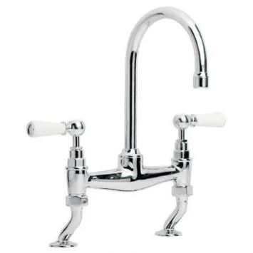 Lefroy Brooks Classic White Lever D/m Basin Bridge Mixer - Chrome