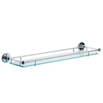 Lefroy Brooks Classic Edwardian Glass Shelf With Rail - Antique Gold