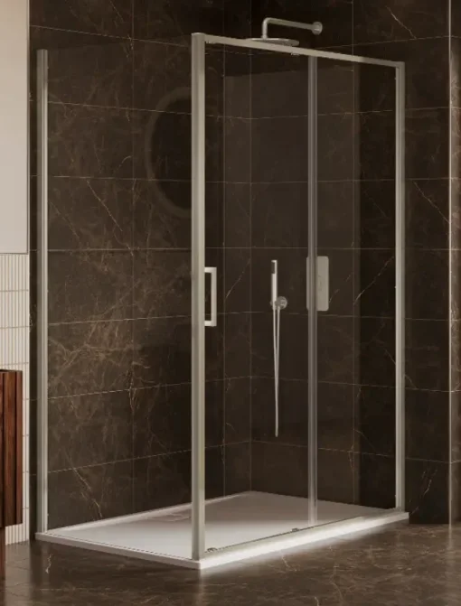 Merlyn Arysto Sleek Slider Door 1600 Brushed Nickel product image - Image 1
