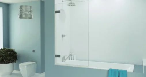 Merlyn Wall Hinged Single Panel Bathscreen Chrome 875mm product image - Image 1