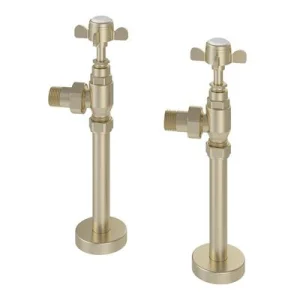 Eastbrook Pair Of Traditional Rad Valves + Tails Brushed Brass