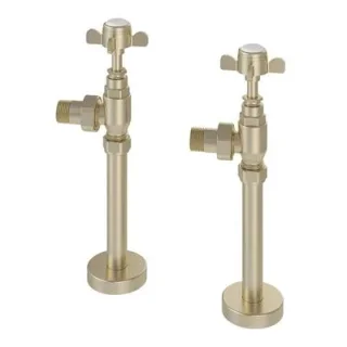 Eastbrook Pair Of Traditional Rad Valves + Tails Brushed Brass