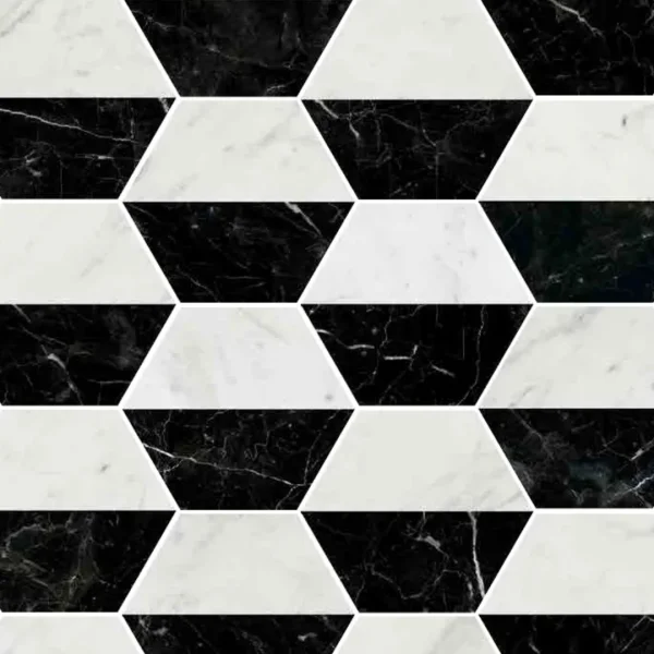 European Tiles Hex Decor Bianco Nero Matt Tile Hex 15 x 17,3cm