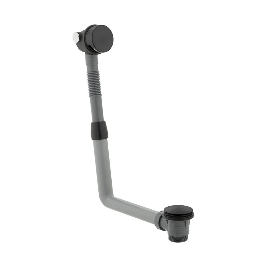 Vado Individual Round Clic-clac Bath Filler Waste And Overflow Brushed Black product image - Image 1