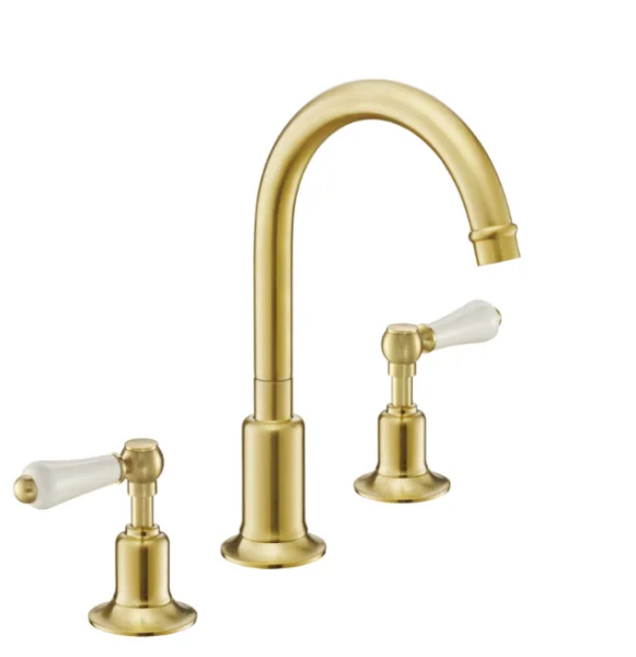 Just Taps Grosvenor Lever 3 Hole Basin Mixer Brushed Brass