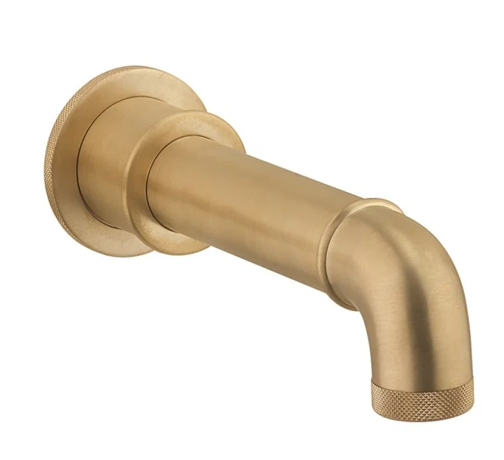 Crosswater MPRO Industrial Bath Spout Wall Mounted Brushed Brass Unlaquered detail view - Image 2
