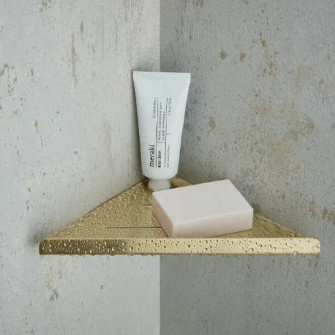 Vado Individual Corner Shelf Brushed Gold detail view - Image 2