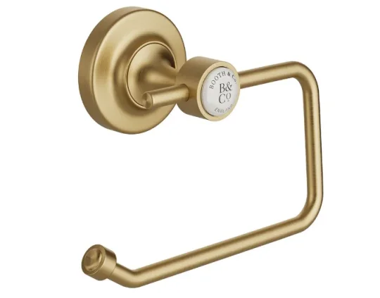 Booth & Co. Paper Holder Brushed Brass & Crackled White product image - Image 1