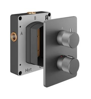 Abacus Ez Box 2.0 Thermostatic Shower Valve 1 Way Matt Anthracite Iso Pro Handles product image - Image 1