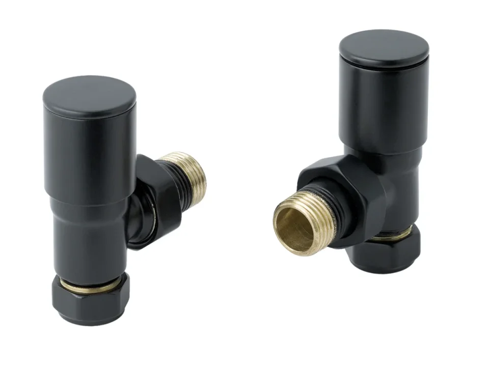 Just Taps Angled Radiator Valve Matt Black product image - Image 1