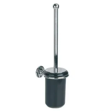 Lefroy Brooks Classic W/m Toilet Brush & Black Ceramic Holder - Antique Gold