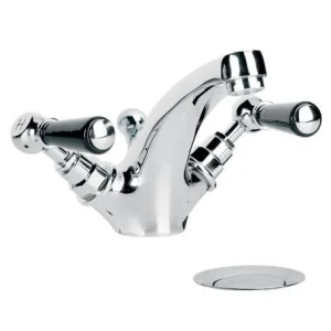 Lefroy Brooks Classic Black Lever Mono Basin Mixer With Puw - Antique Gold