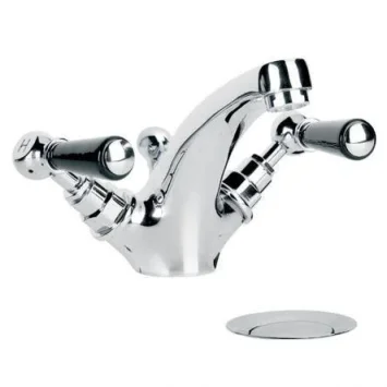 Lefroy Brooks Classic Black Lever Mono Basin Mixer With Puw - Chrome