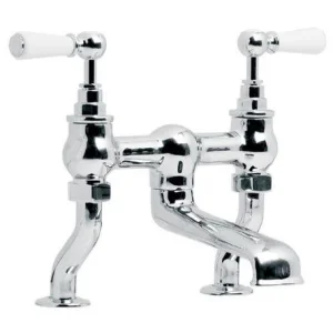 Lefroy Brooks Classic White Lever D/m Bath Filler - Chrome