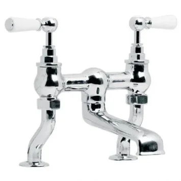 Lefroy Brooks Classic White Lever D/m Bath Filler - Chrome